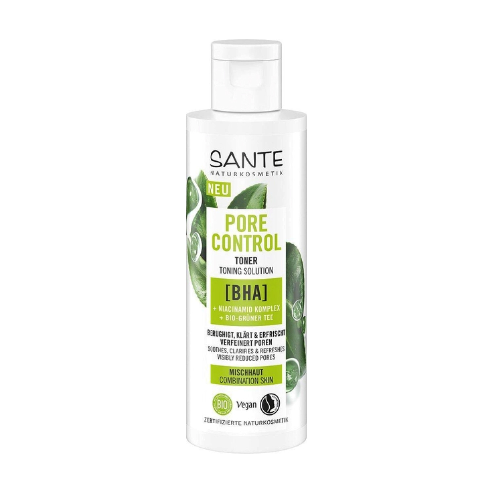Уцінка! Біотонік для обличчя Sante Pore Control Toner для комбінованої шкіри, з BHA-кислотою, комплексом ніацинаміду та зеленим чаєм, 125 мл